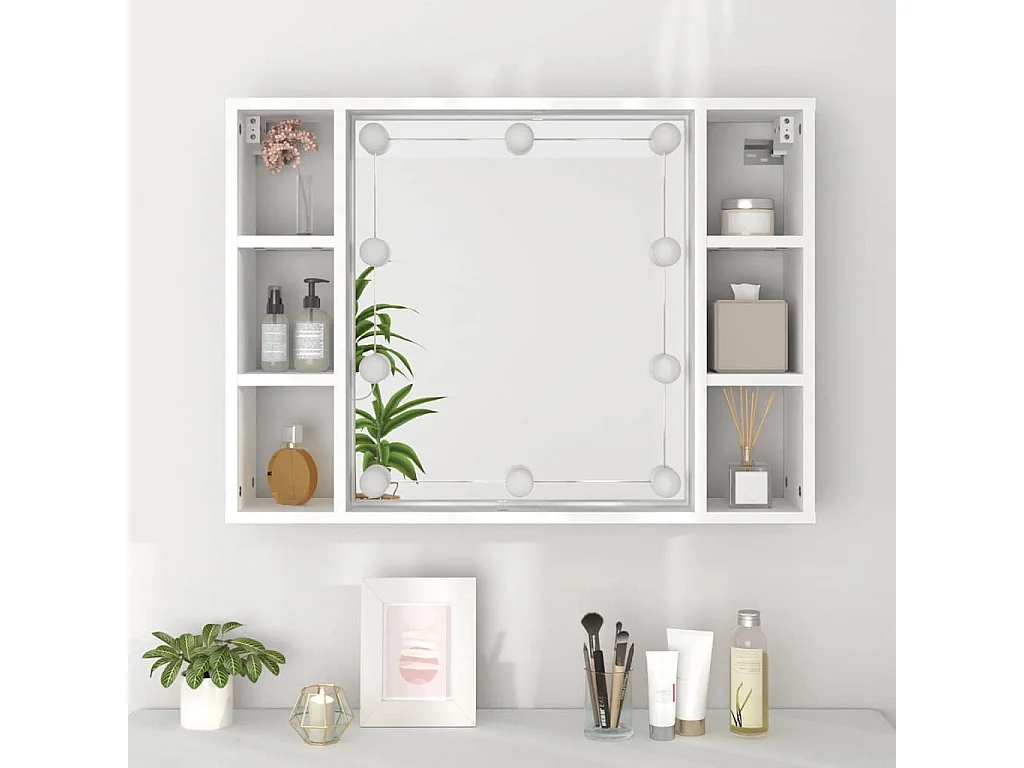 Armoire à miroir avec LED Blanc 76x15x55 cm
