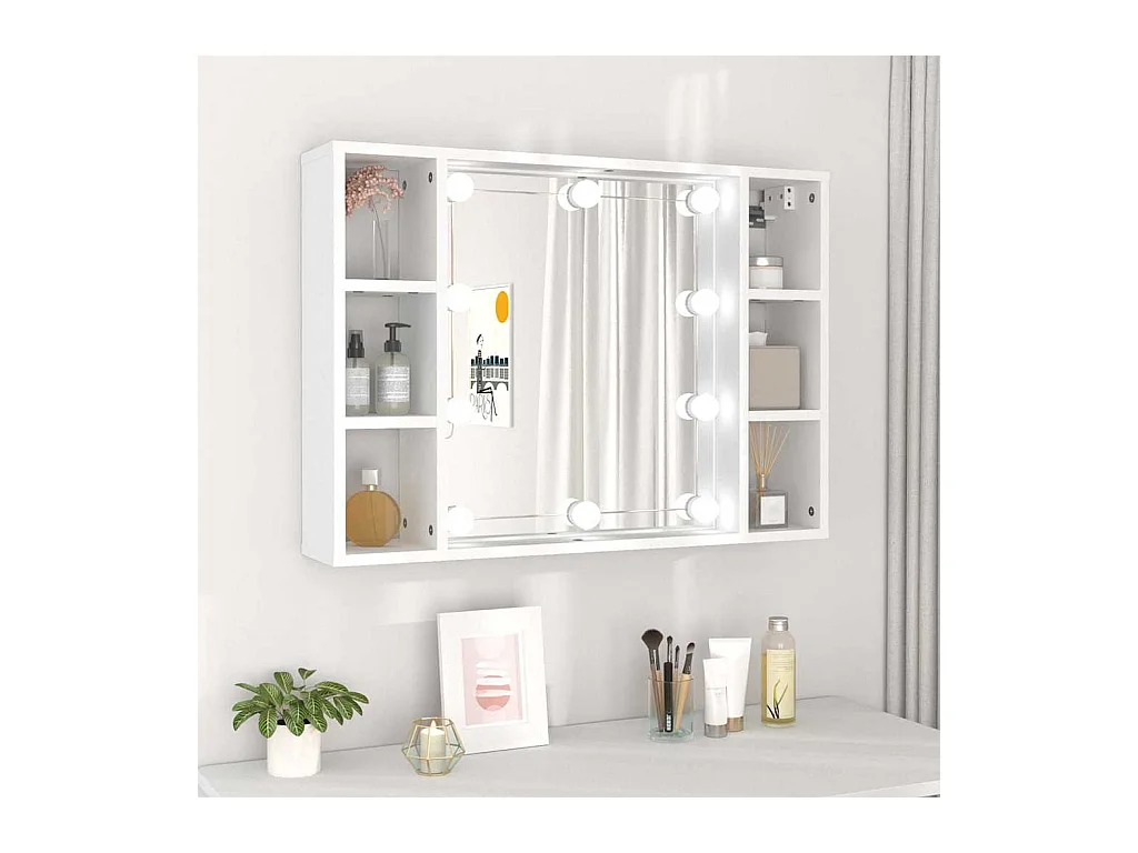 Armoire à miroir avec LED Blanc 76x15x55 cm