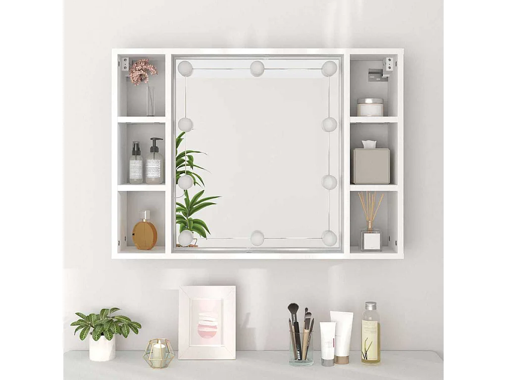 Spiegelschrank mit LED Weiß 76x15x55 cm