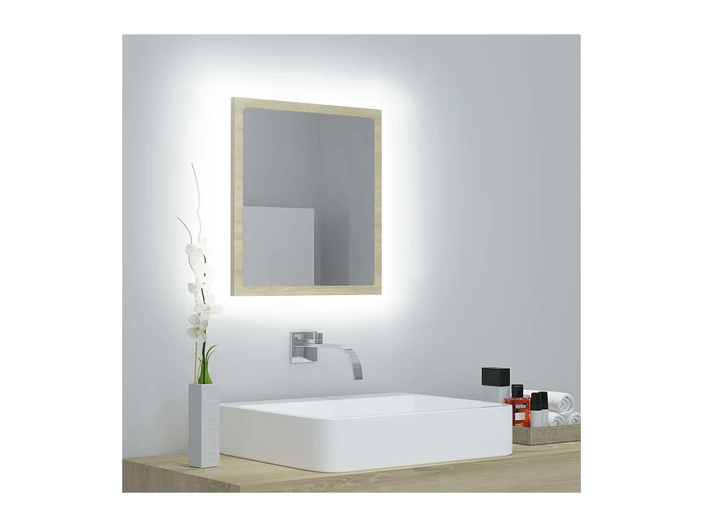 Miroir LED de salle de bain Chêne sonoma 40x8,5x37 cm Acrylique