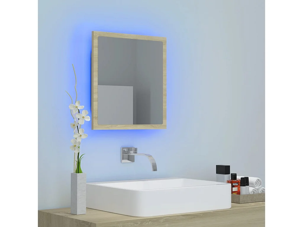 Miroir LED de salle de bain Chêne sonoma 40x8,5x37 cm Acrylique