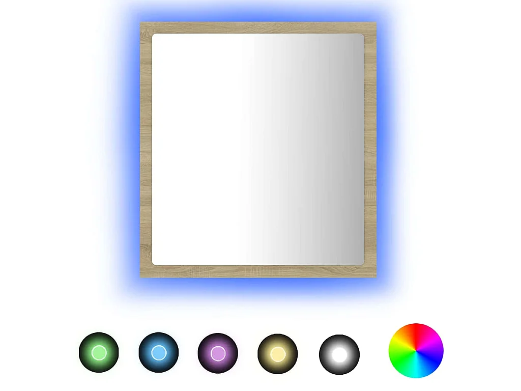 Miroir LED de salle de bain Chêne sonoma 40x8,5x37 cm Acrylique