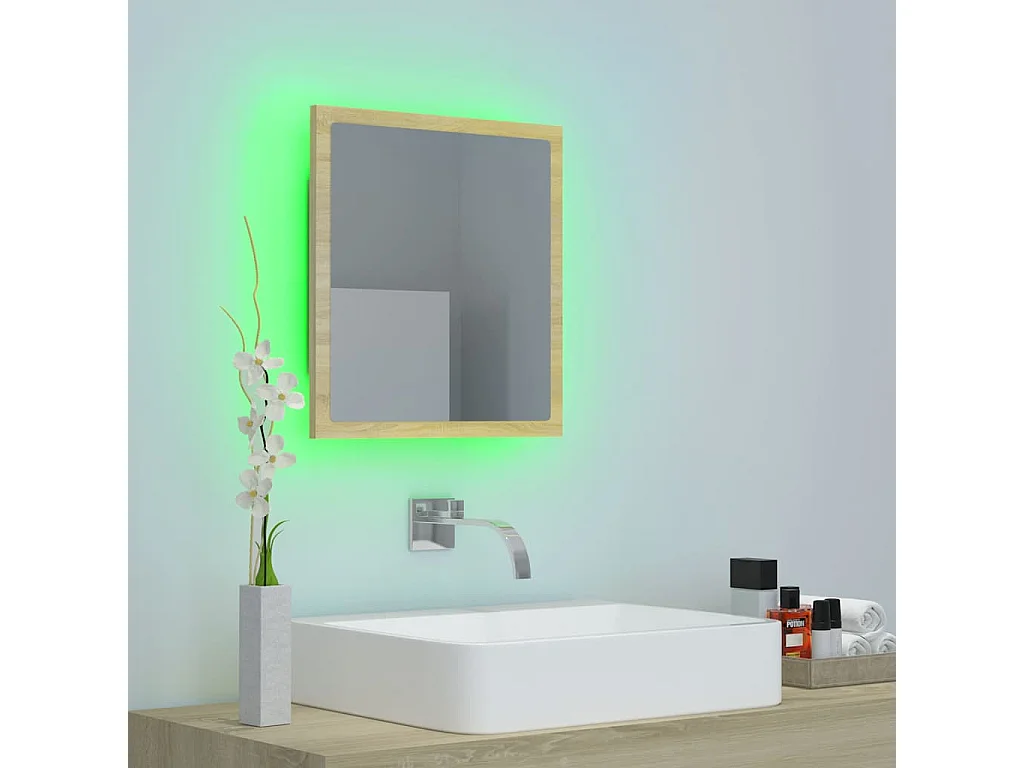 Miroir LED de salle de bain Chêne sonoma 40x8,5x37 cm Acrylique