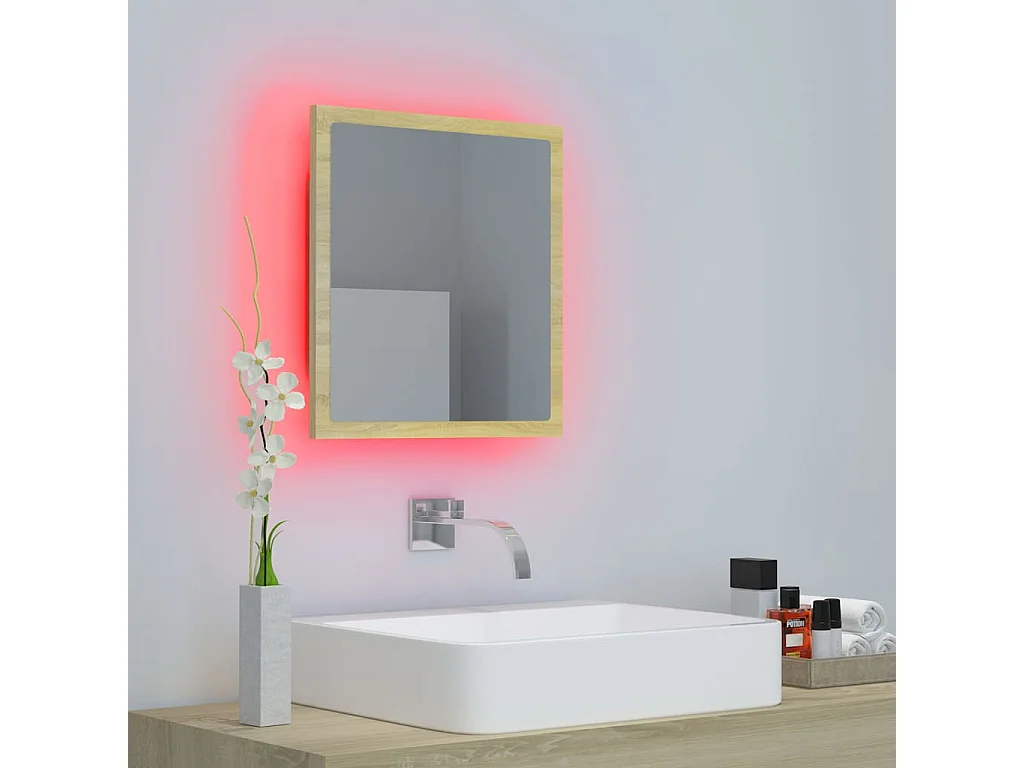 Miroir LED de salle de bain Chêne sonoma 40x8,5x37 cm Acrylique