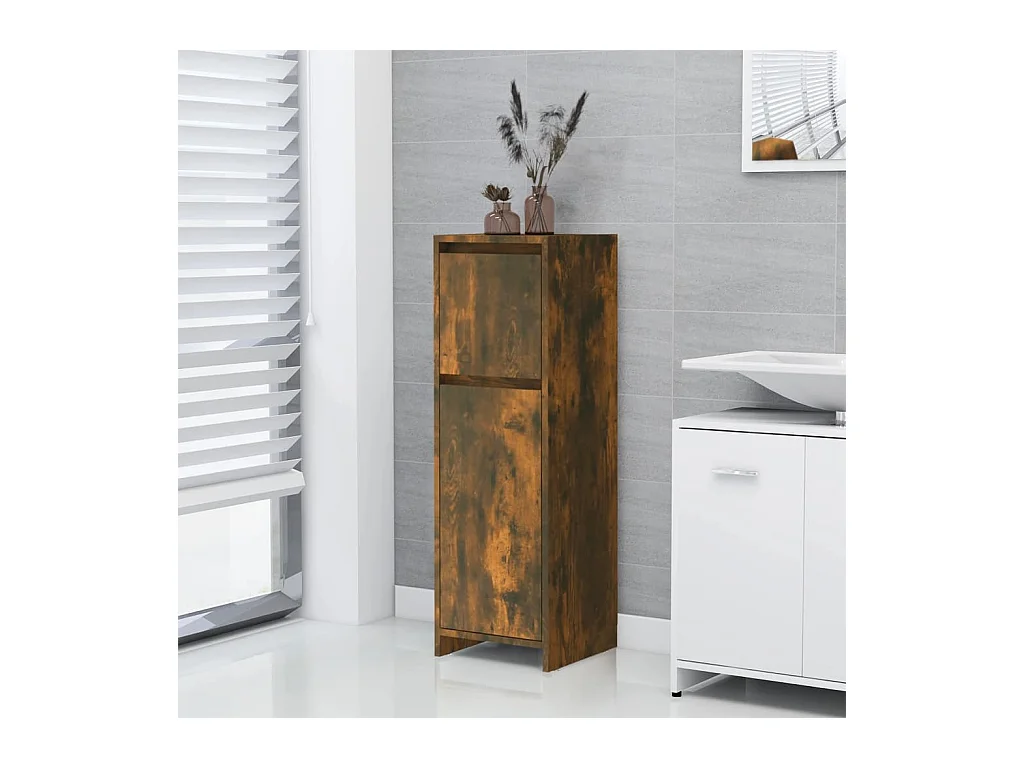 Armoire de bain Chêne fumé 30x30x95 cm Bois d'ingénierie