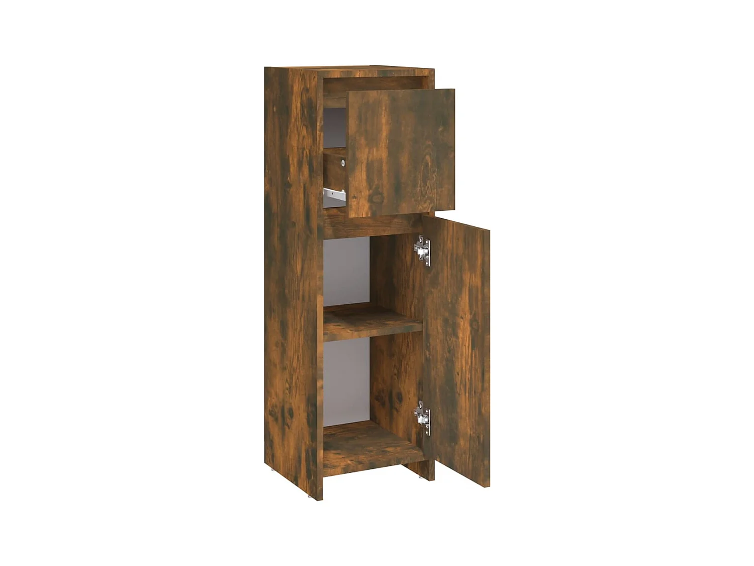 Badkamerkast 30x30x95 cm bewerkt hout gerookt eikenkleurig