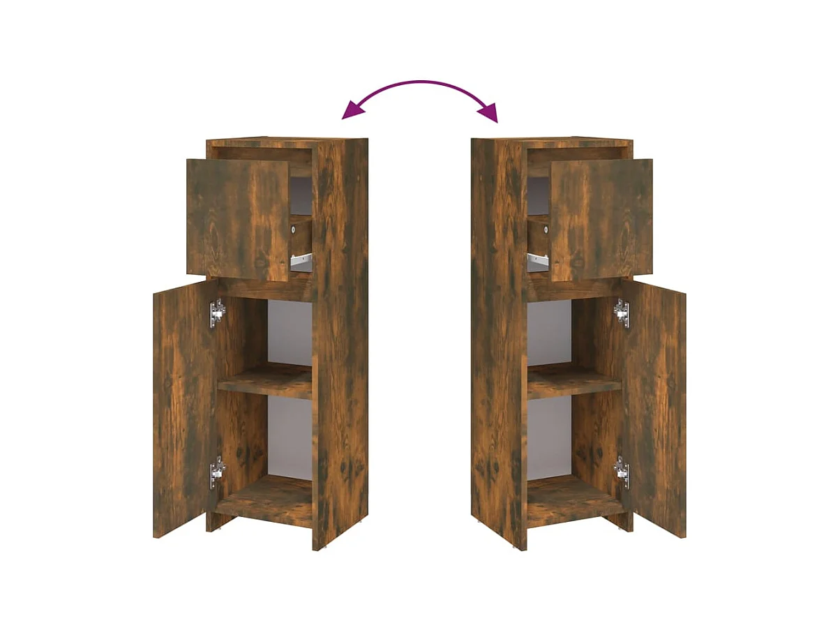 Badkamerkast 30x30x95 cm bewerkt hout gerookt eikenkleurig