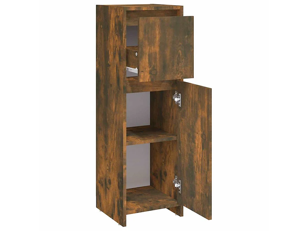 Armoire de bain Chêne fumé 30x30x95 cm Bois d'ingénierie