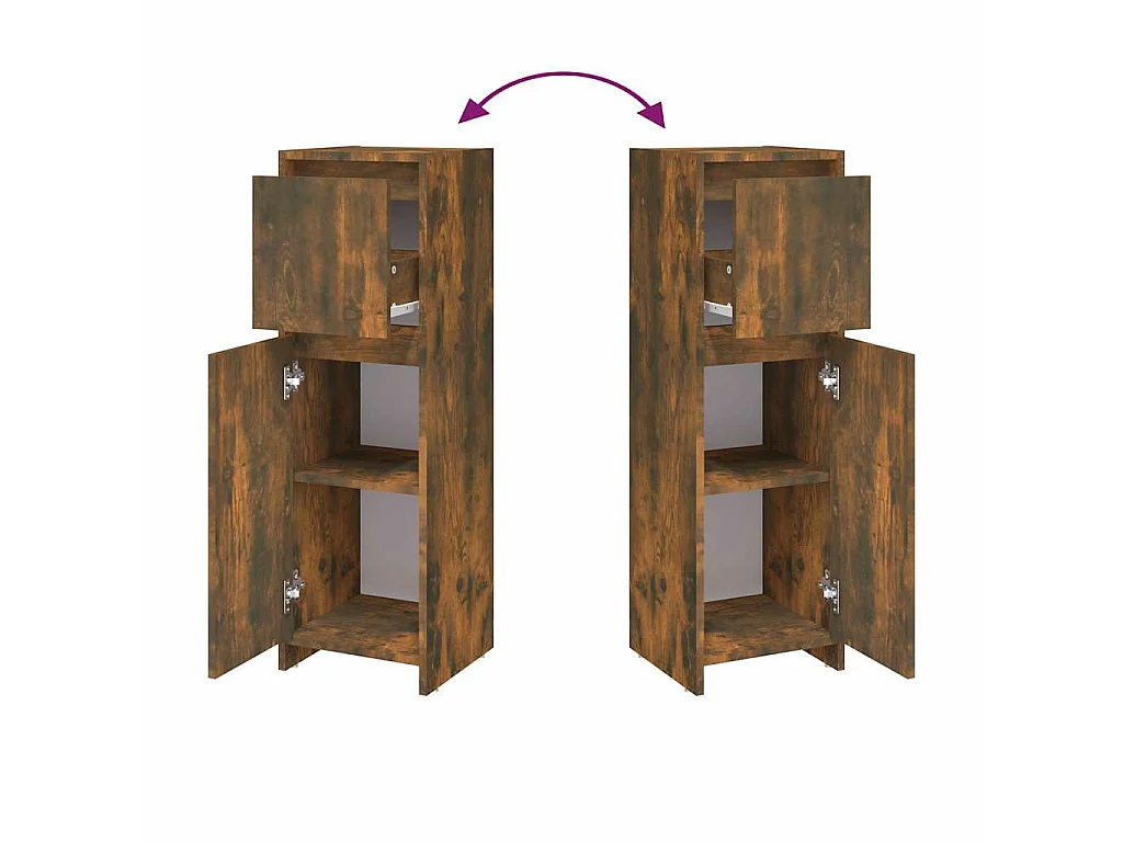 Armoire de bain Chêne fumé 30x30x95 cm Bois d'ingénierie