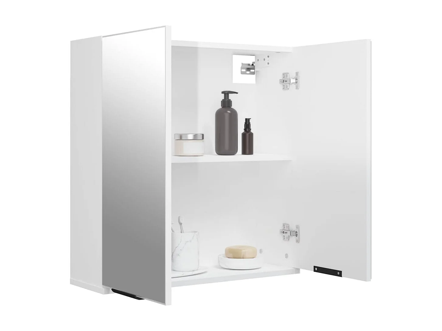 Bad-Spiegelschrank Hochglanz-Weiß 64x20x67 cm