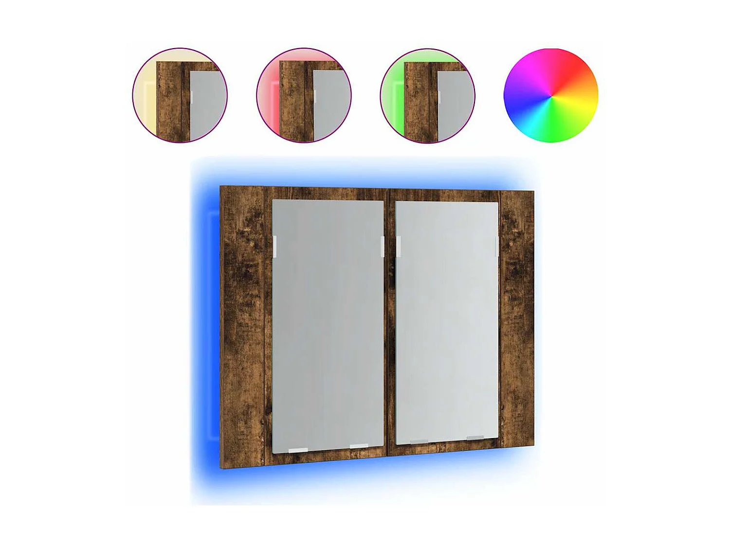 LED-Spiegelschrank Räuchereiche 60x12x45 cm Holzwerkstoff