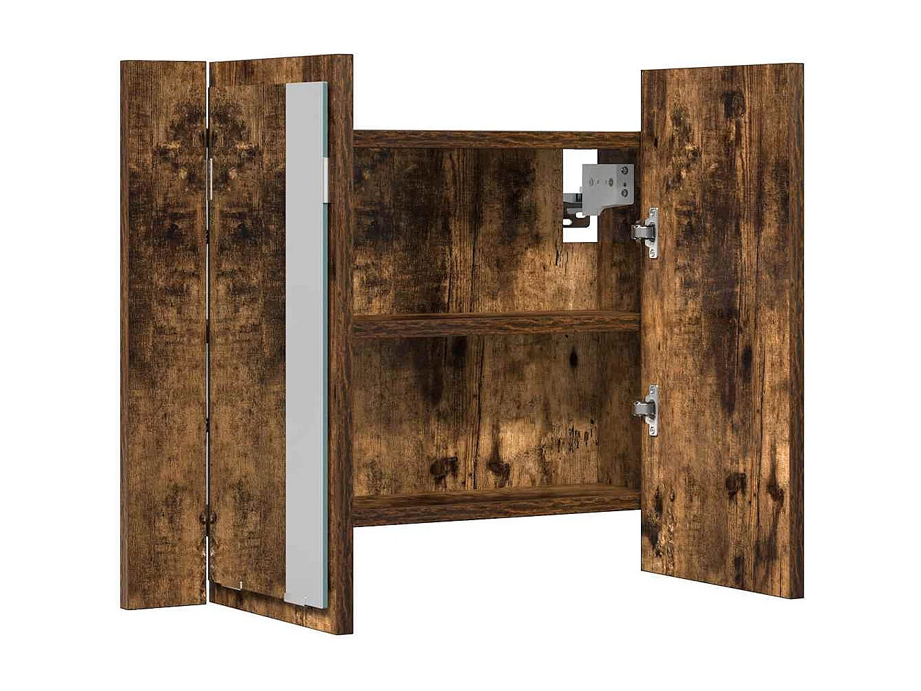 LED-Spiegelschrank Räuchereiche 60x12x45 cm Holzwerkstoff