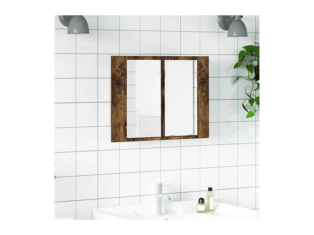 Armoire à miroir LED Chêne fumé 60x12x45 cm Bois d'ingénierie