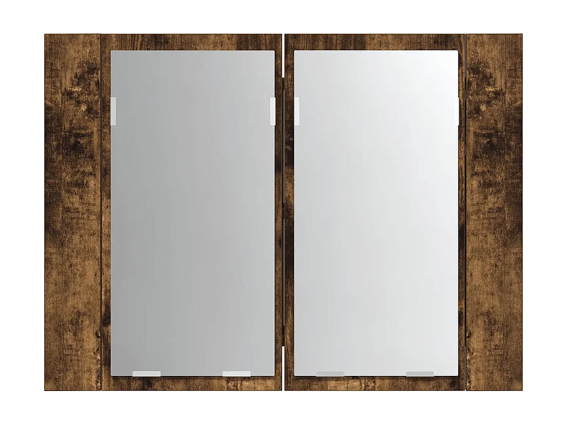 Mobile a Specchio LED Rovere Fumo 60x12x45 cm Legno Multistrato