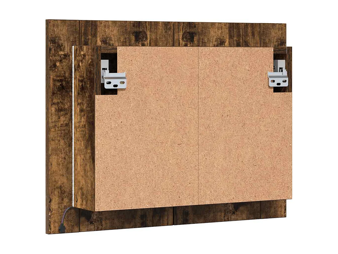 Mobile a Specchio LED Rovere Fumo 60x12x45 cm Legno Multistrato
