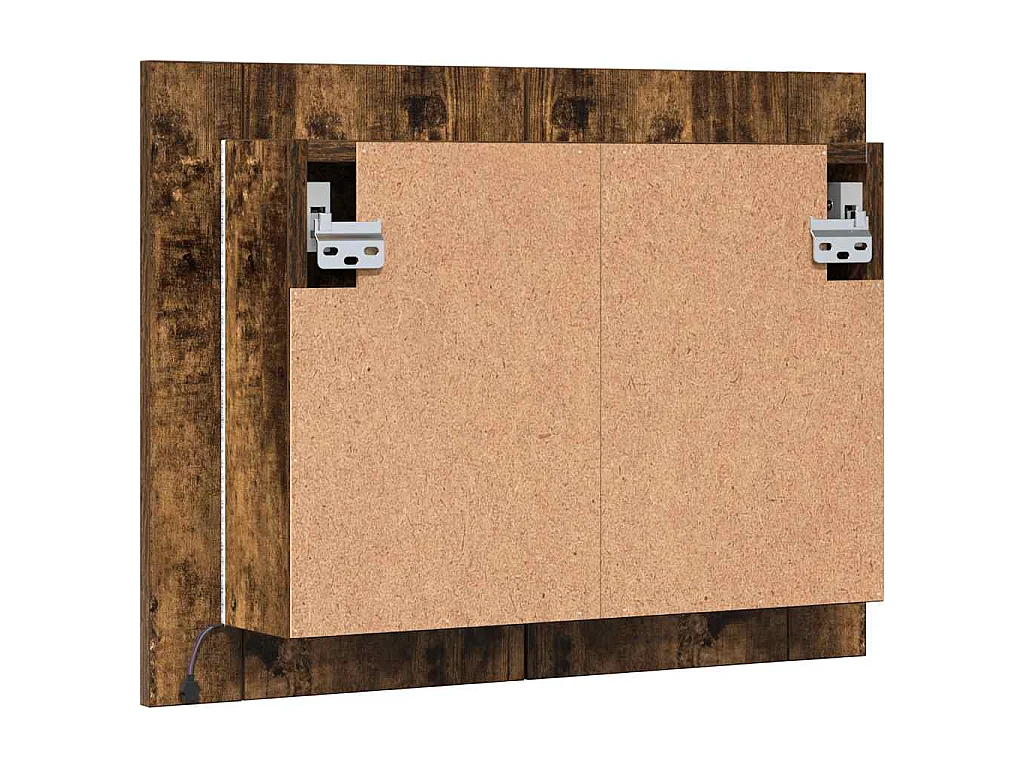 Mobile a Specchio LED Rovere Fumo 60x12x45 cm Legno Multistrato