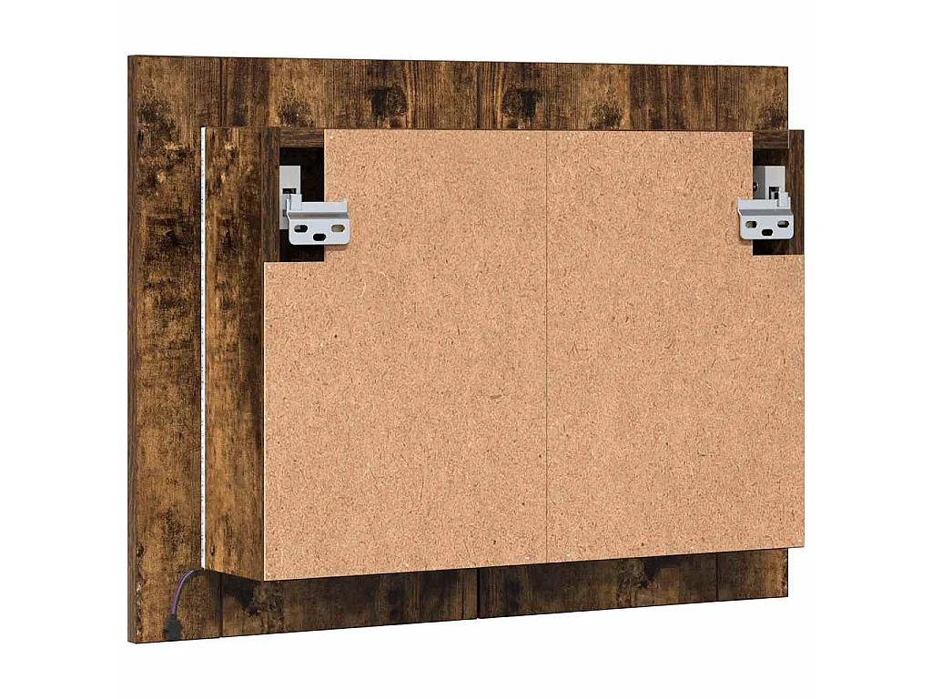 Mobile a Specchio LED Rovere Fumo 60x12x45 cm Legno Multistrato