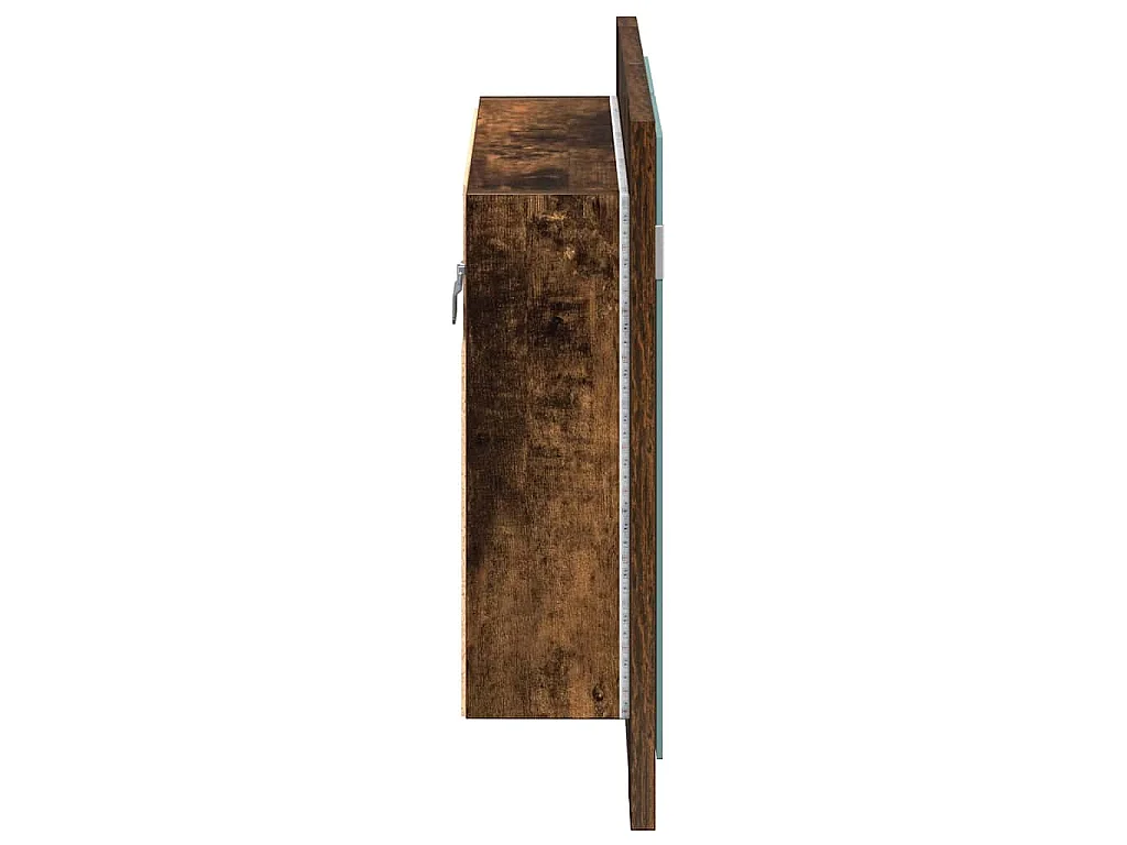 Mobile a Specchio LED Rovere Fumo 60x12x45 cm Legno Multistrato