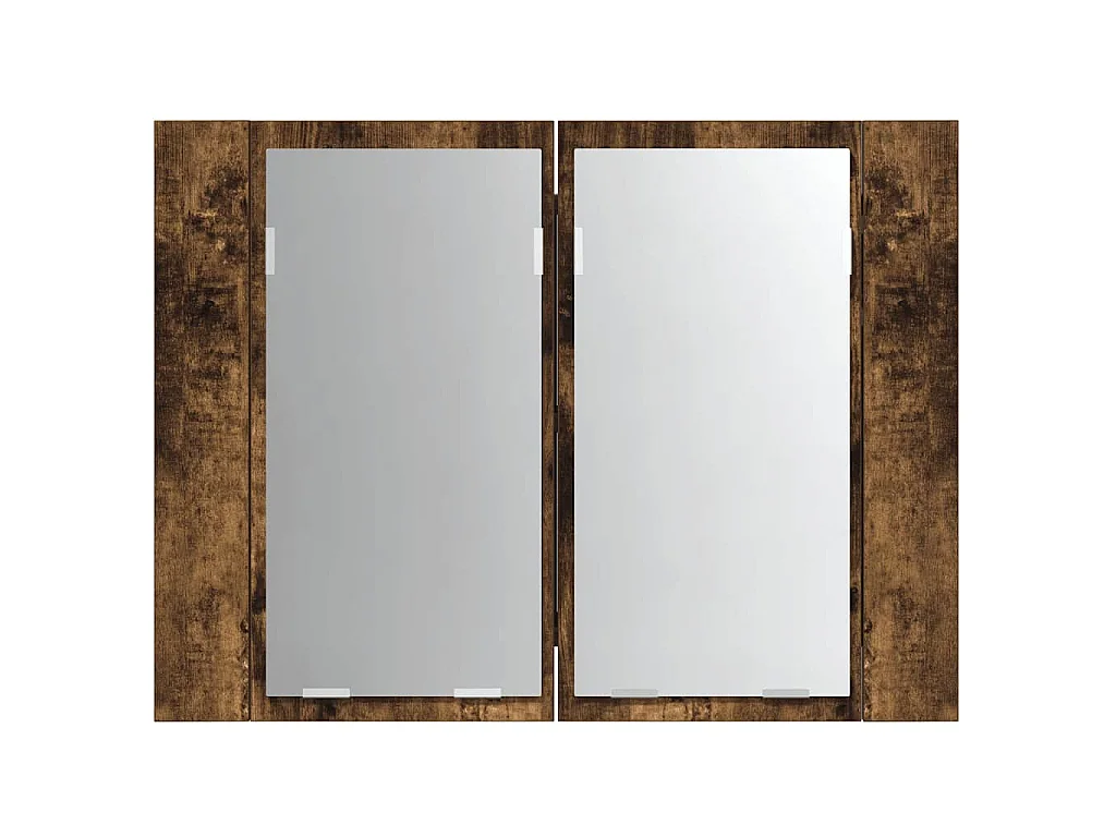 Mobile a Specchio LED Rovere Fumo 60x12x45 cm Legno Multistrato