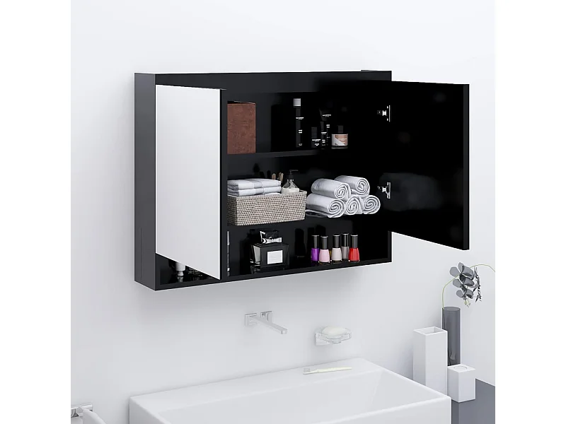 Armoire à miroir de salle de bain 80x15x60 cm MDF anthracite