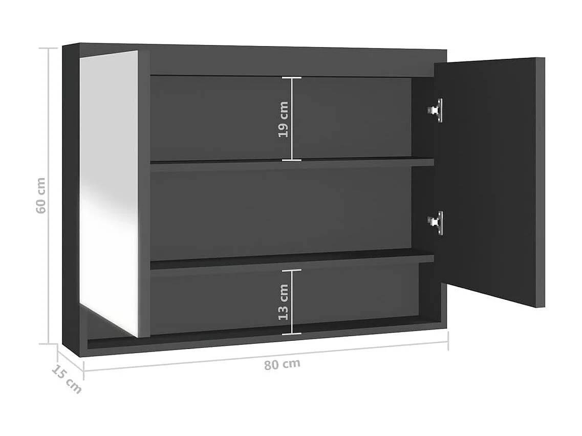 Armoire à miroir de salle de bain 80x15x60 cm MDF anthracite