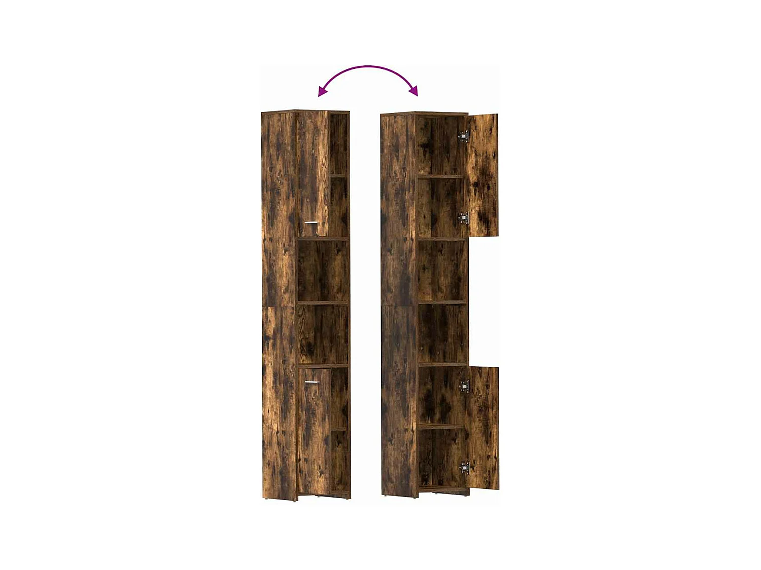 Badkamerkast 30x30x183,5 cm bewerkt hout gerookt eikenkleurig