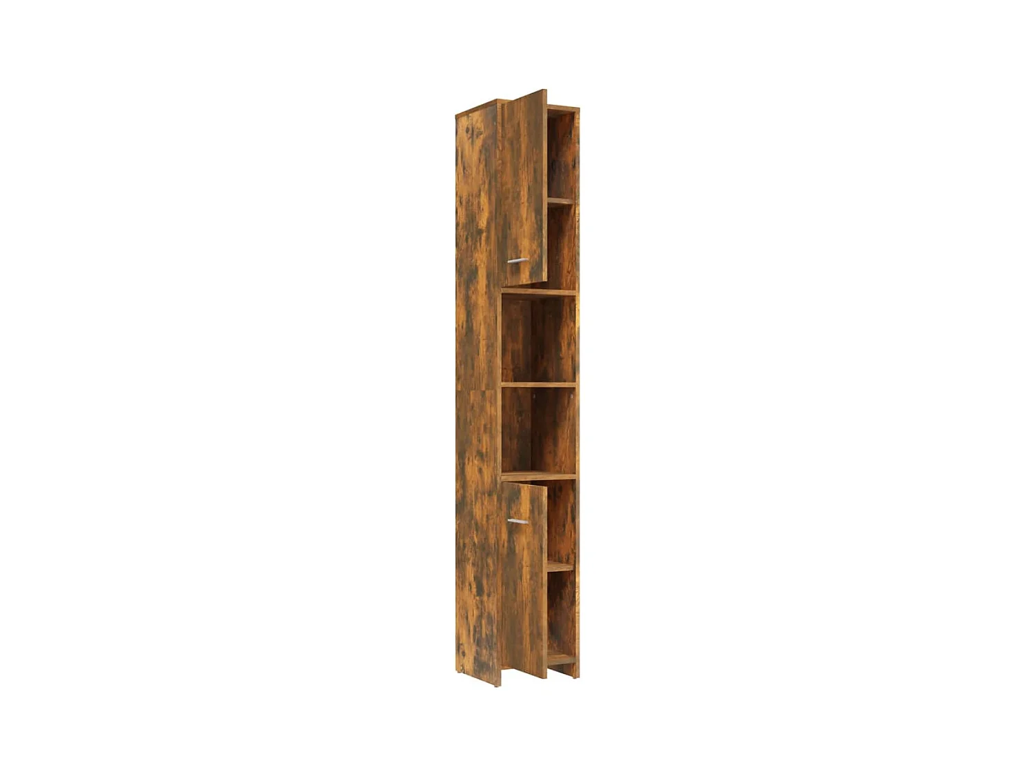 Badkamerkast 30x30x183,5 cm bewerkt hout gerookt eikenkleurig