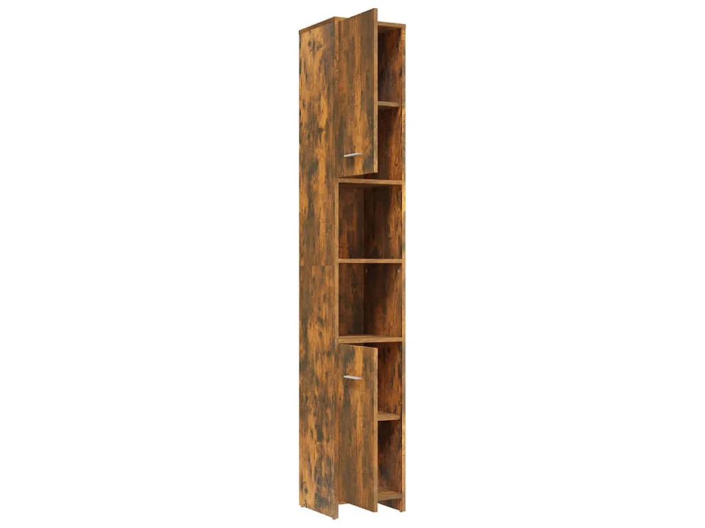 Badezimmerschrank Räuchereiche 30x30x183,5 cm Holzwerkstoff