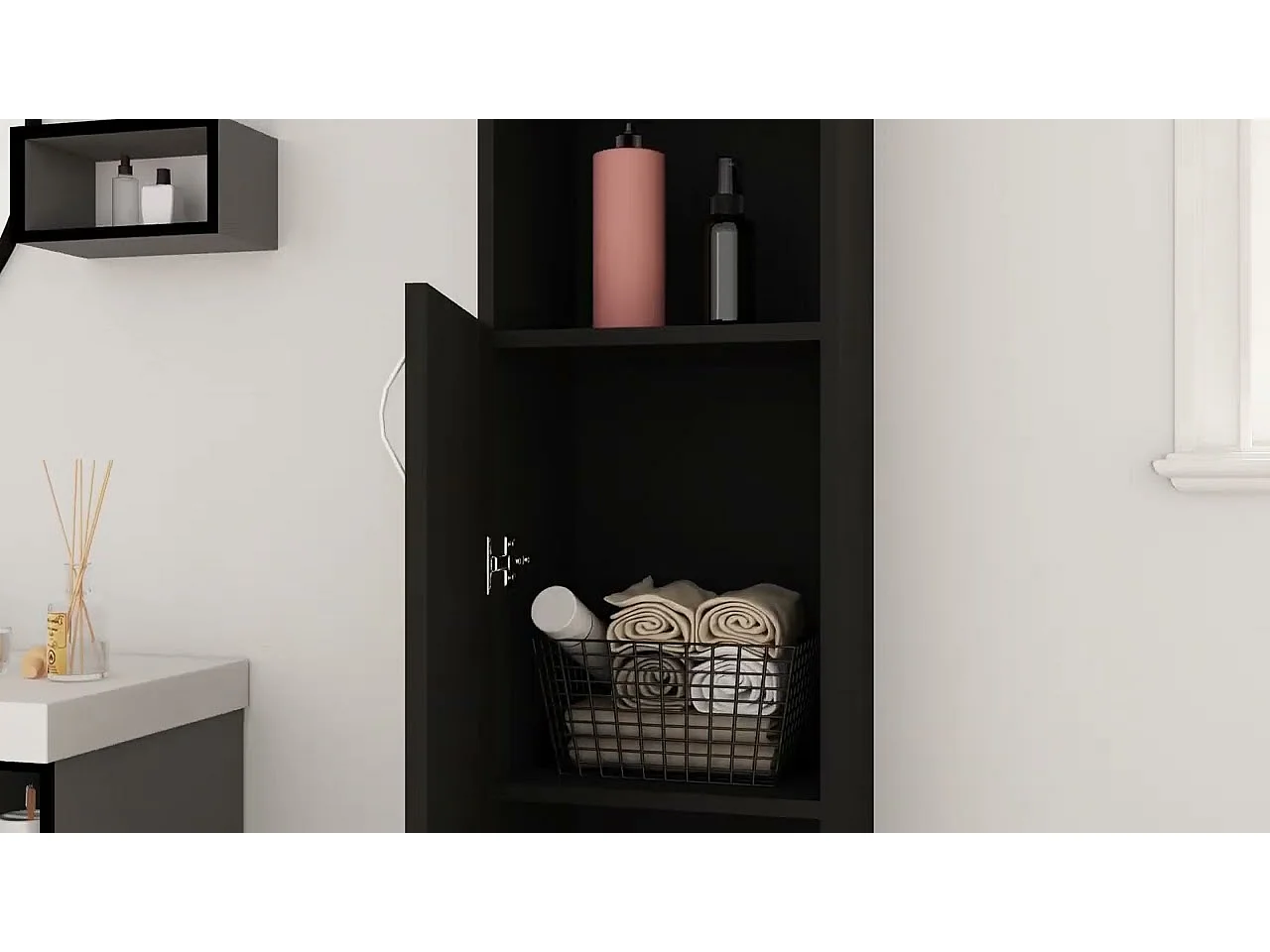 Armoire de salle de bain Noir 32x25,5x190 cm Bois d'ingénierie