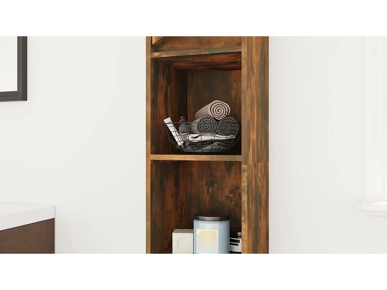 Armoire de bain Chêne fumé 30x30x183,5 cm Bois d'ingénierie