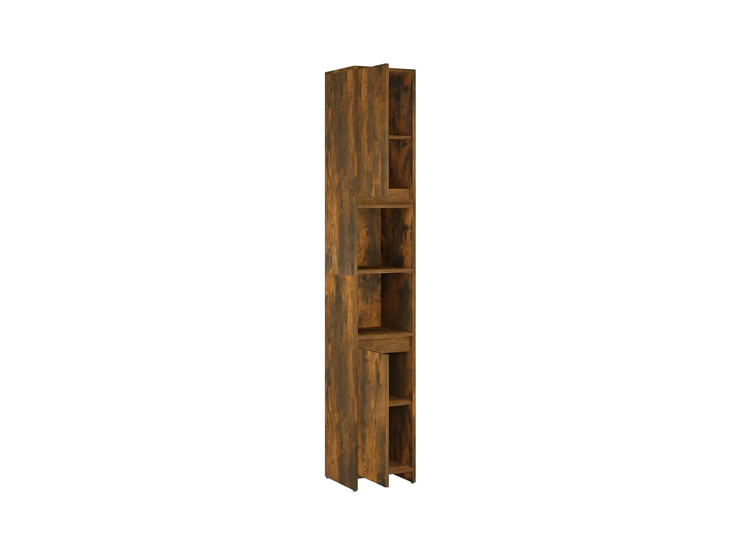 Badkamerkast 30x30x183,5 cm bewerkt hout gerookt eikenkleurig