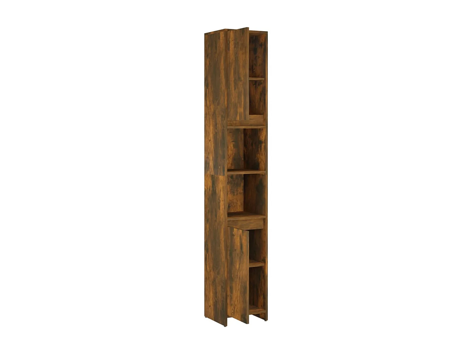 Badkamerkast 30x30x183,5 cm bewerkt hout gerookt eikenkleurig