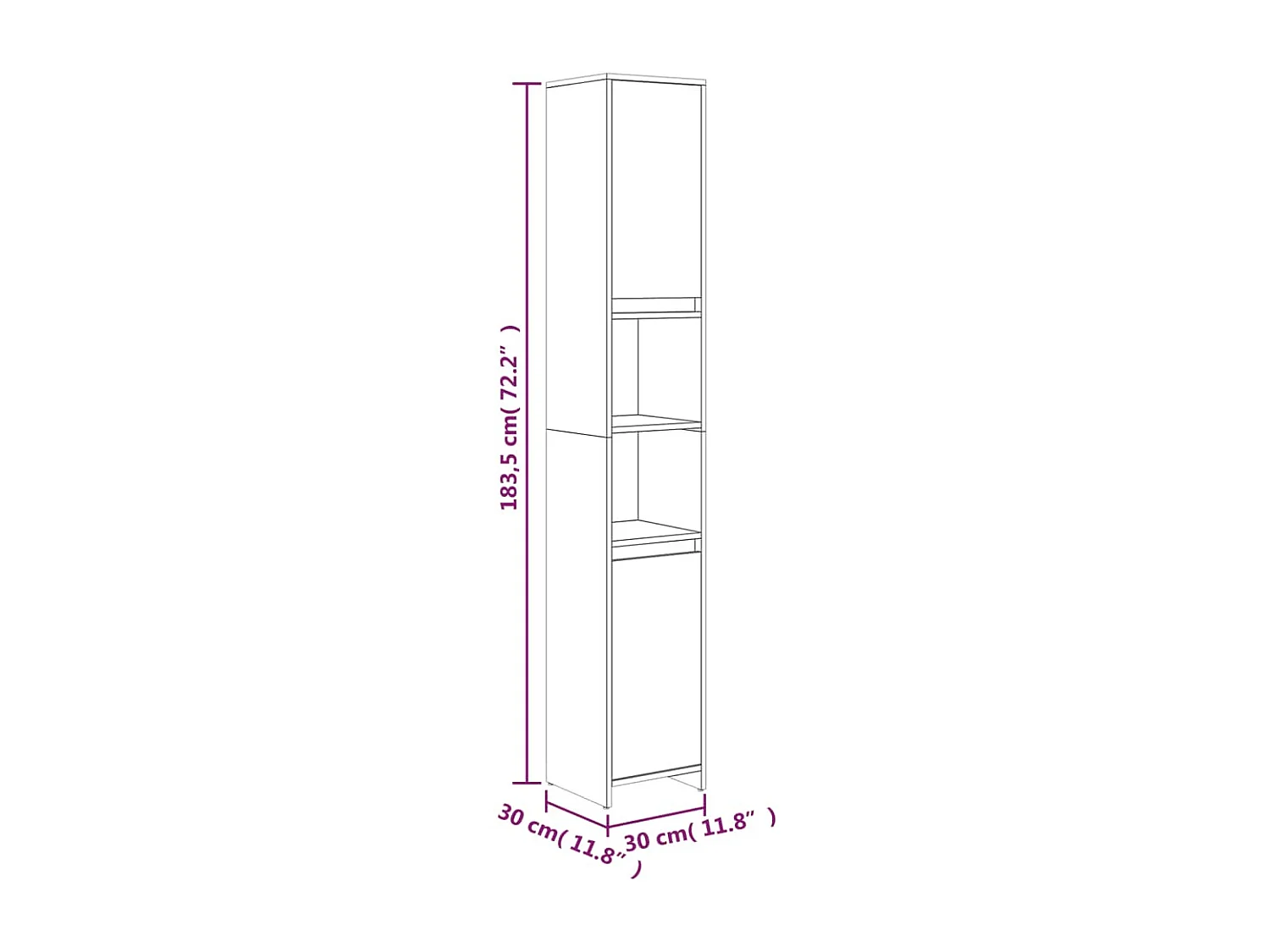 Armoire de bain Chêne fumé 30x30x183,5 cm Bois d'ingénierie