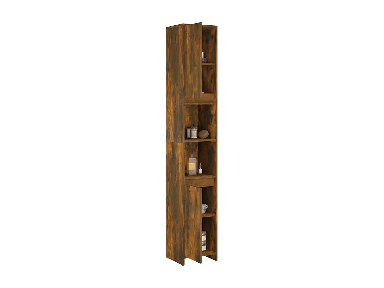 Armoire de bain Chêne fumé 30x30x183,5 cm Bois d'ingénierie