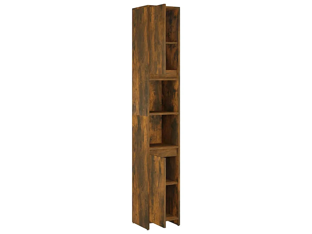 Armadietto Bagno Rovere Fumo 30x30x183,5cm Legno Ingegnerizzato