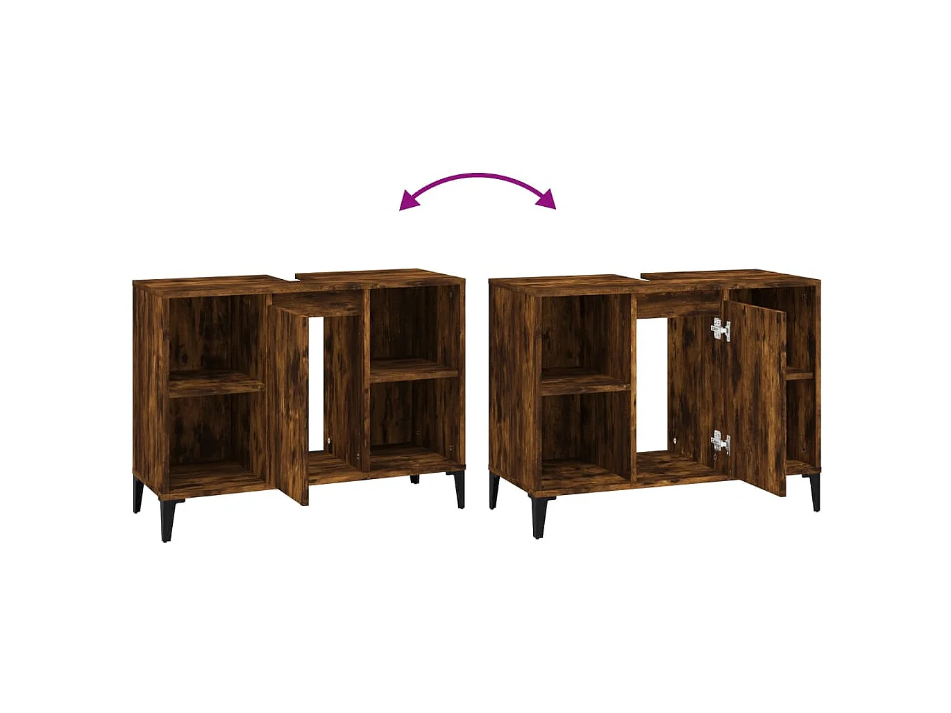 Meuble d'évier chêne fumé 80x33x60 cm bois d'ingénierie