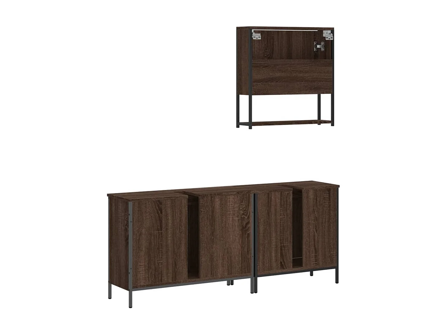 3-delige Badkamermeubelset bewerkt hout bruin eikenkleur