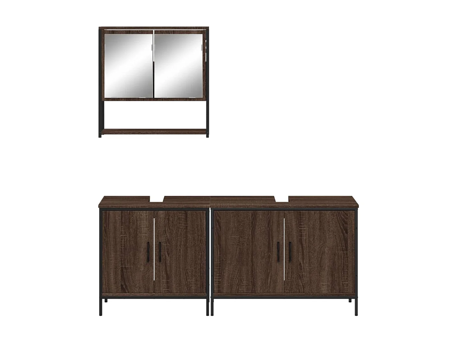 3-delige Badkamermeubelset bewerkt hout bruin eikenkleur