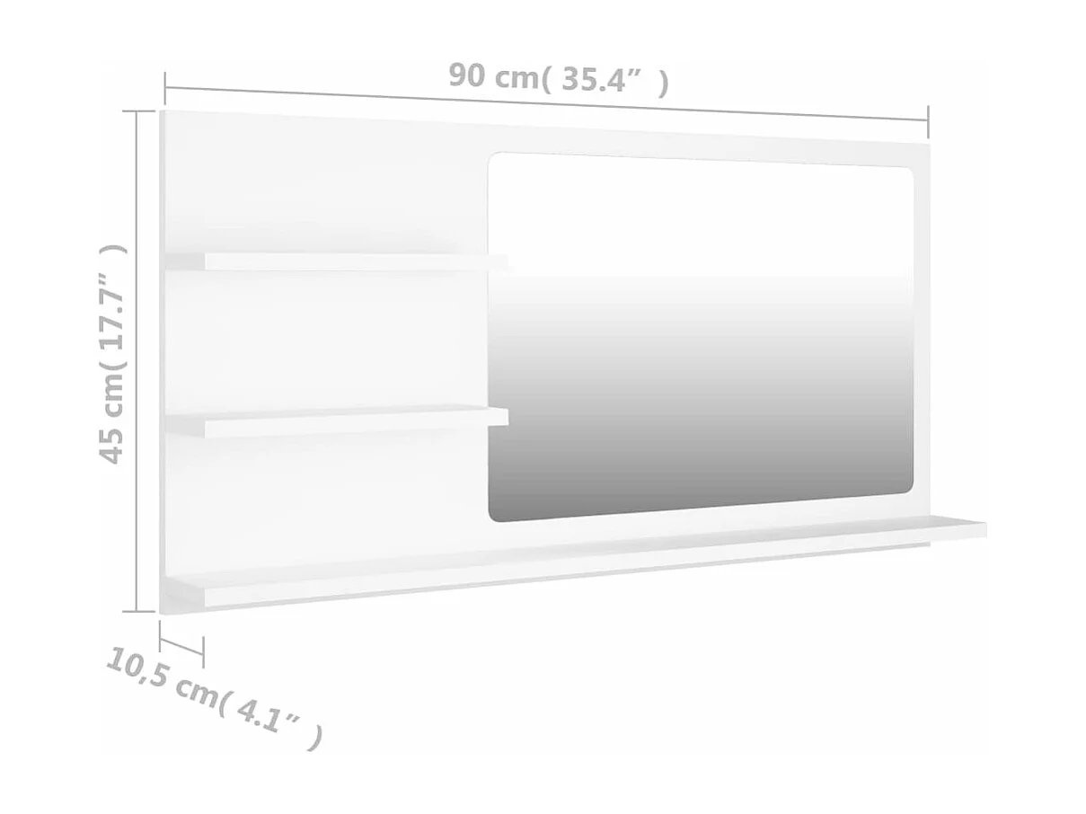 Badkamerspiegel 90x10,5x45 cm bewerkt hout wit