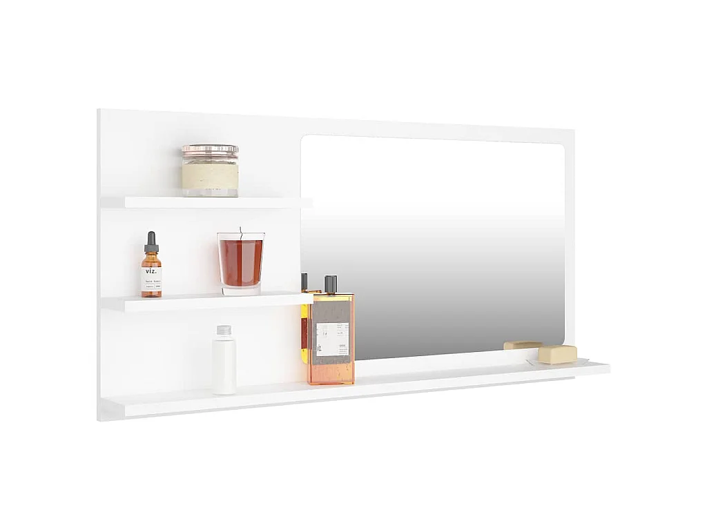 Espelho de casa de banho 90x10,5x45 cm contraplacado branco