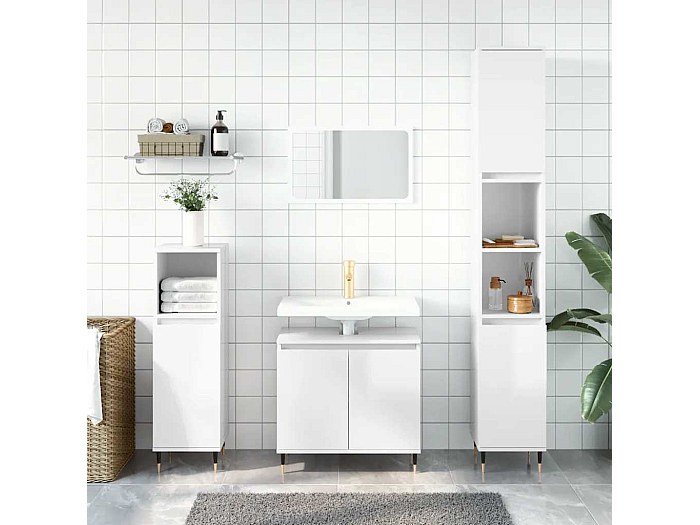 COSTWAY Mobiletto Bagno con Specchio in Legno, Armadio Farmacia da Muro, Armadietto da Parete per Bagno, 51x 16 x 61 cm (Bianco