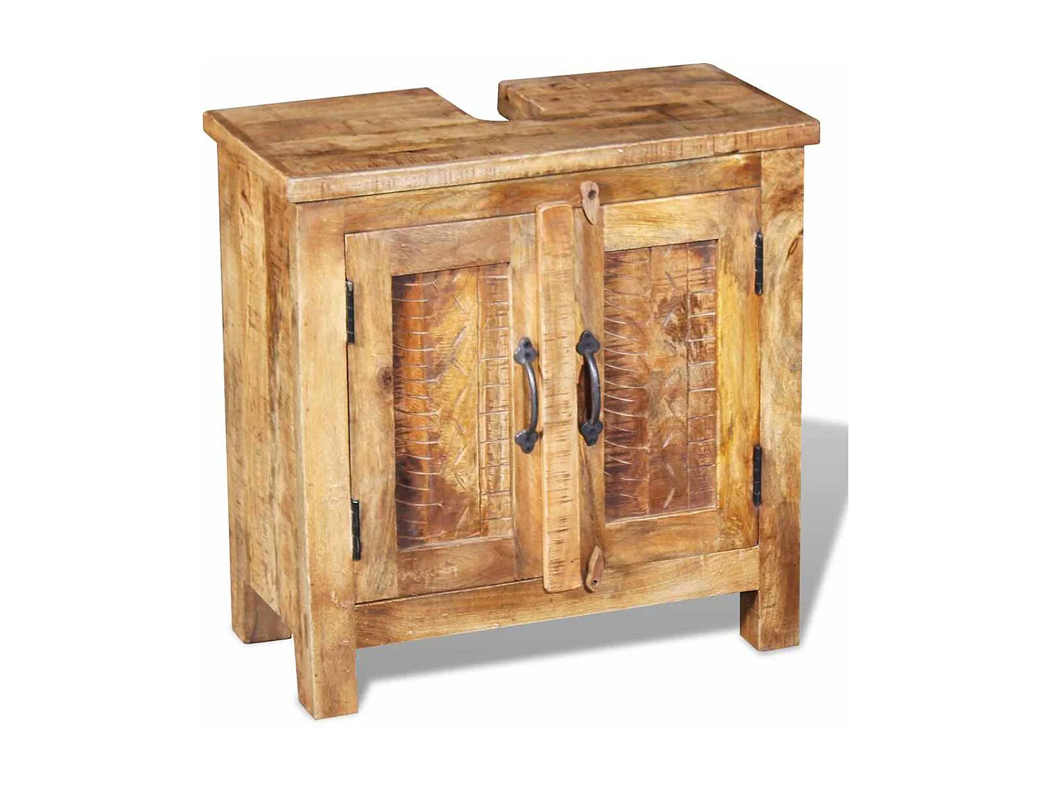 Meuble de salle de bain avec miroir Bois massif de manguier