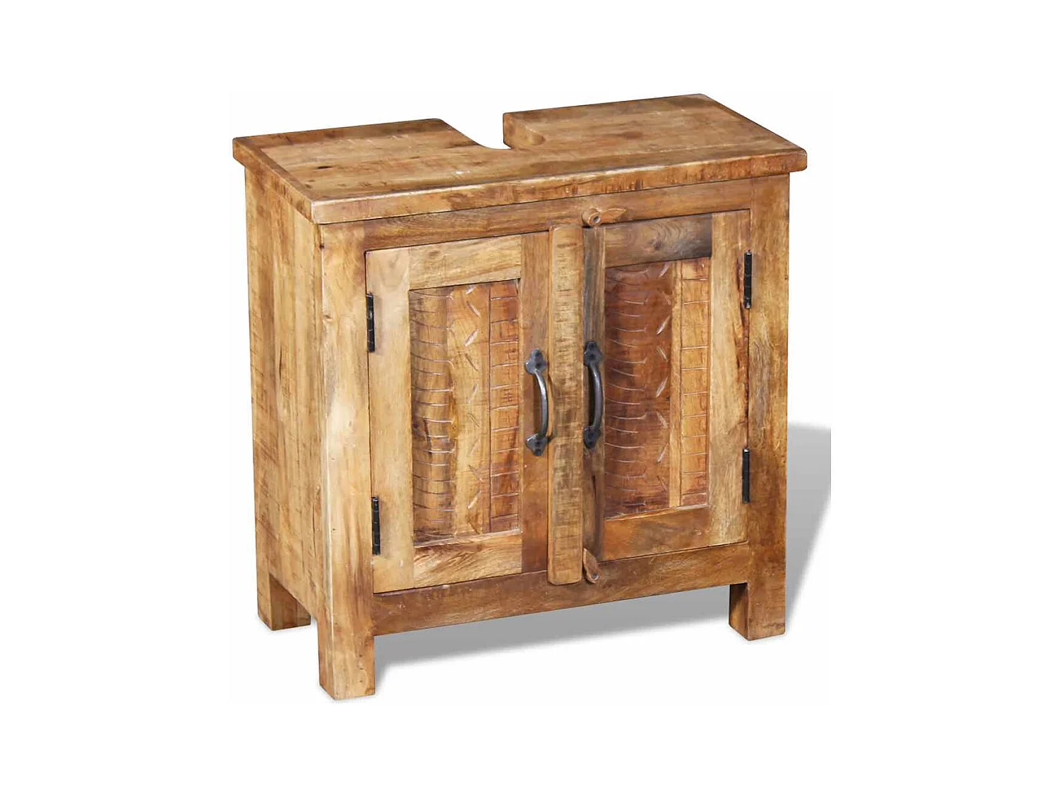 Meuble de salle de bain avec miroir Bois massif de manguier