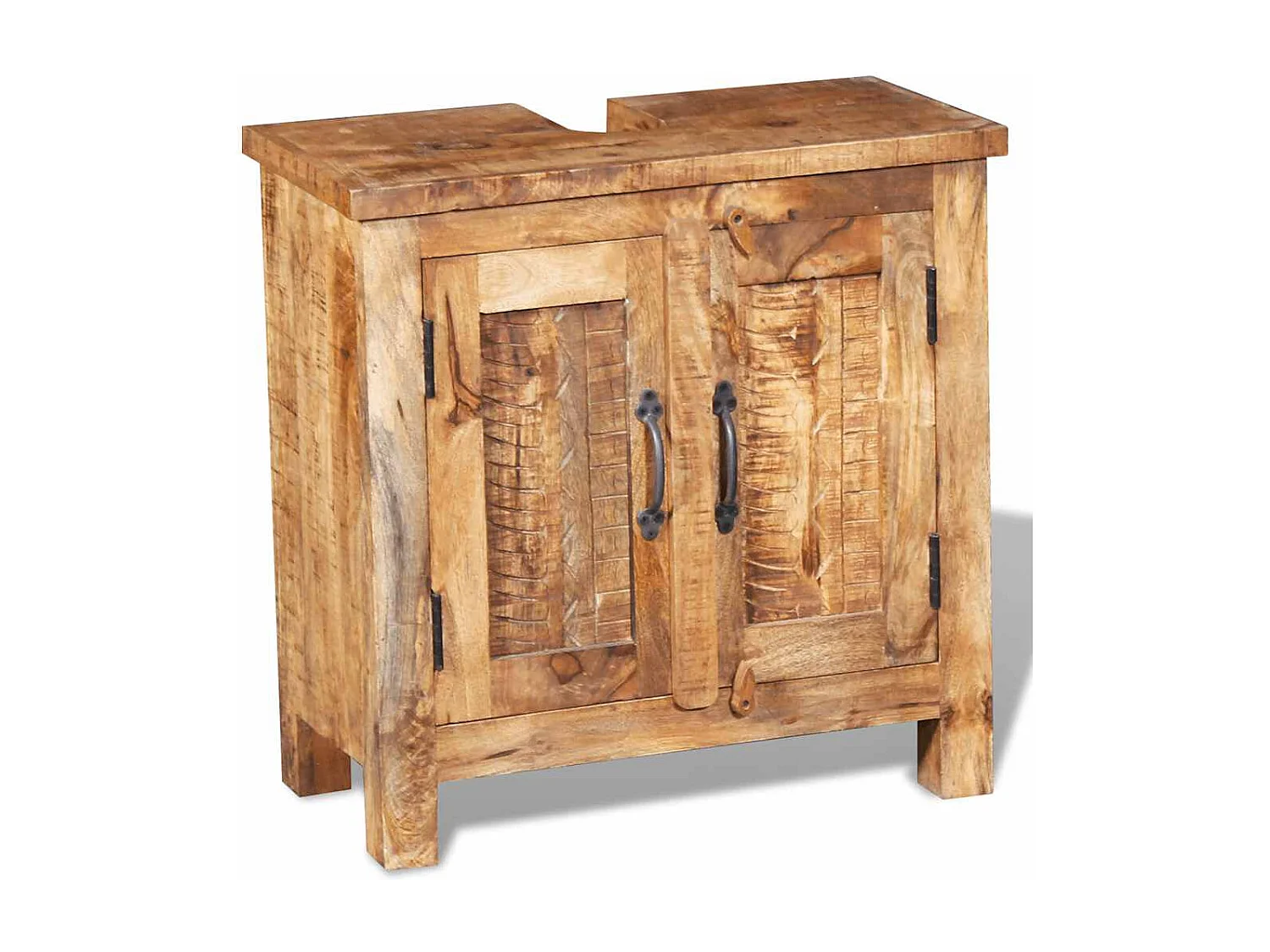 Meuble de salle de bain avec miroir Bois massif de manguier