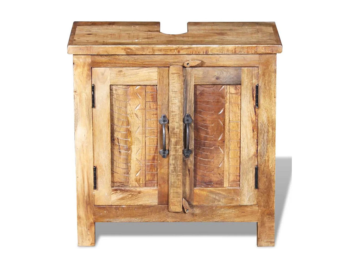 Meuble de salle de bain avec miroir Bois massif de manguier