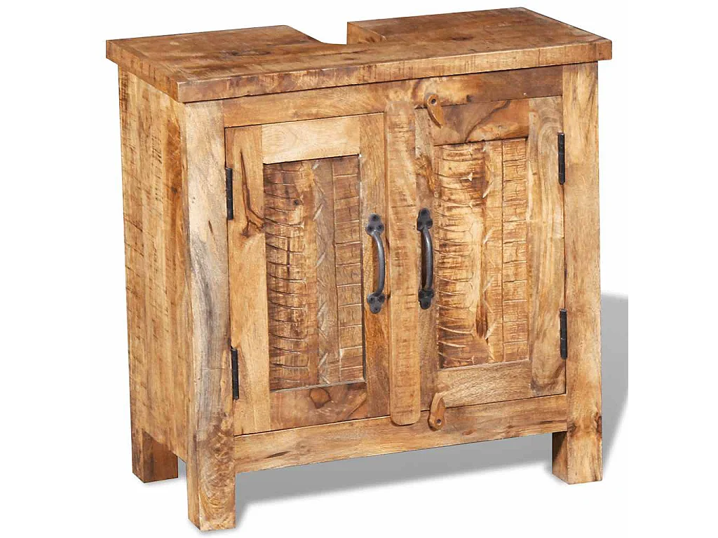 Meuble de salle de bain avec miroir Bois massif de manguier
