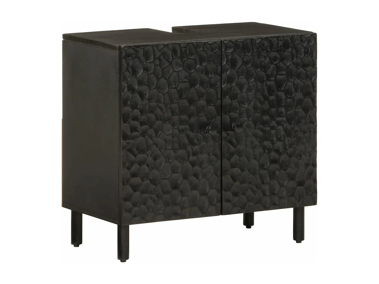 Mobile Lavabo da Bagno Nero 62x33x58 cm Legno Massello di Mango