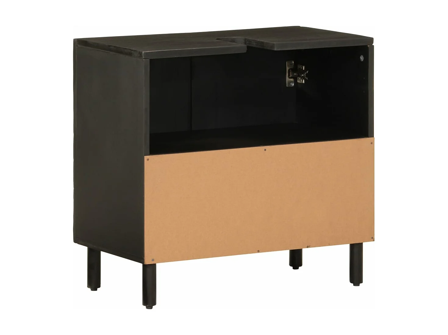 Mobile Lavabo da Bagno Nero 62x33x58 cm Legno Massello di Mango