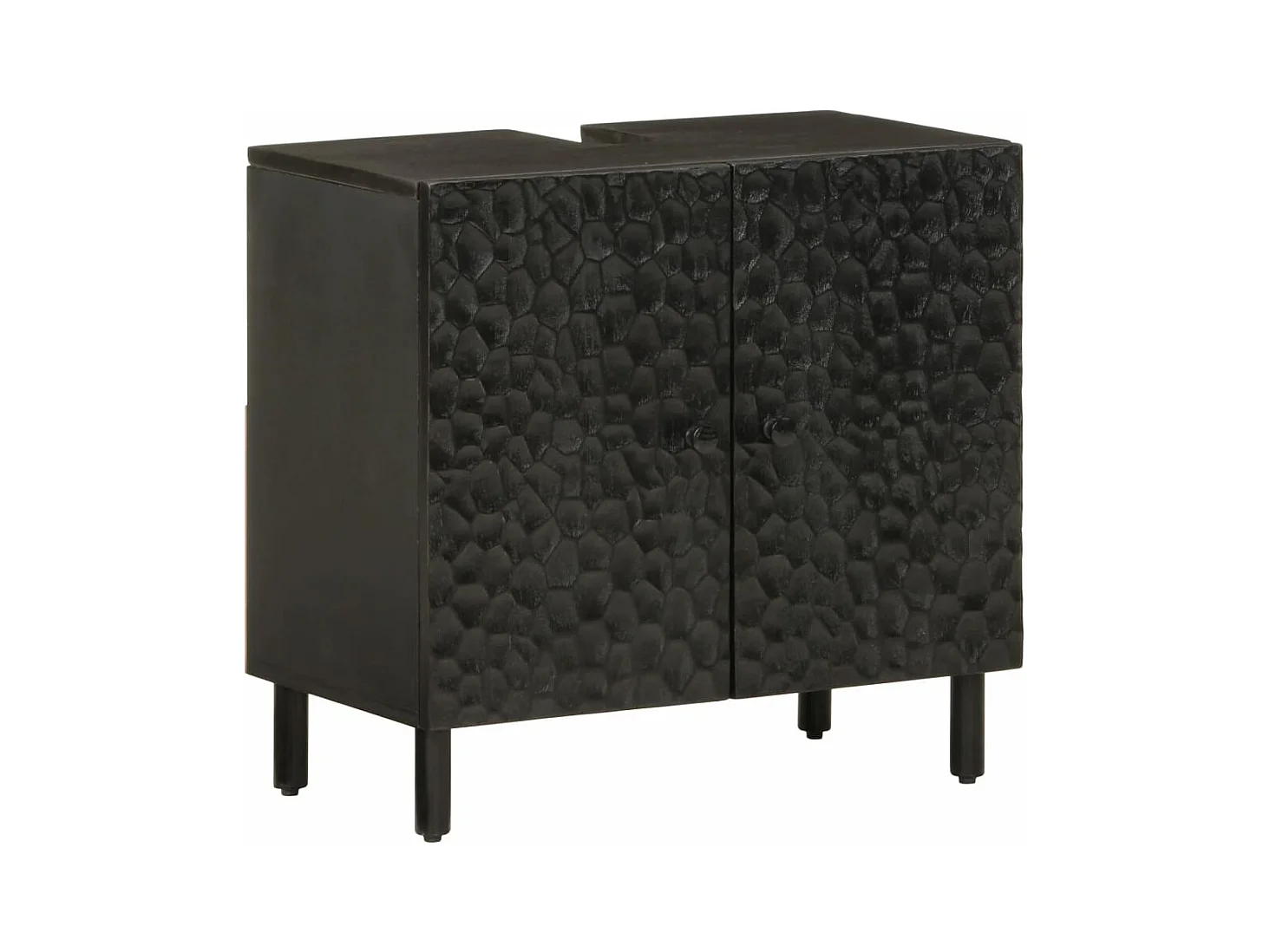 Armoire lavabo de salle de bain noir bois massif de manguier