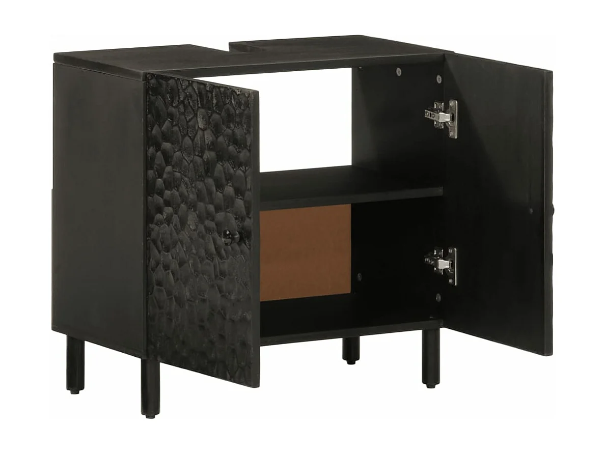 Armário para lavatório 62x33x58 cm mangueira maciça preto